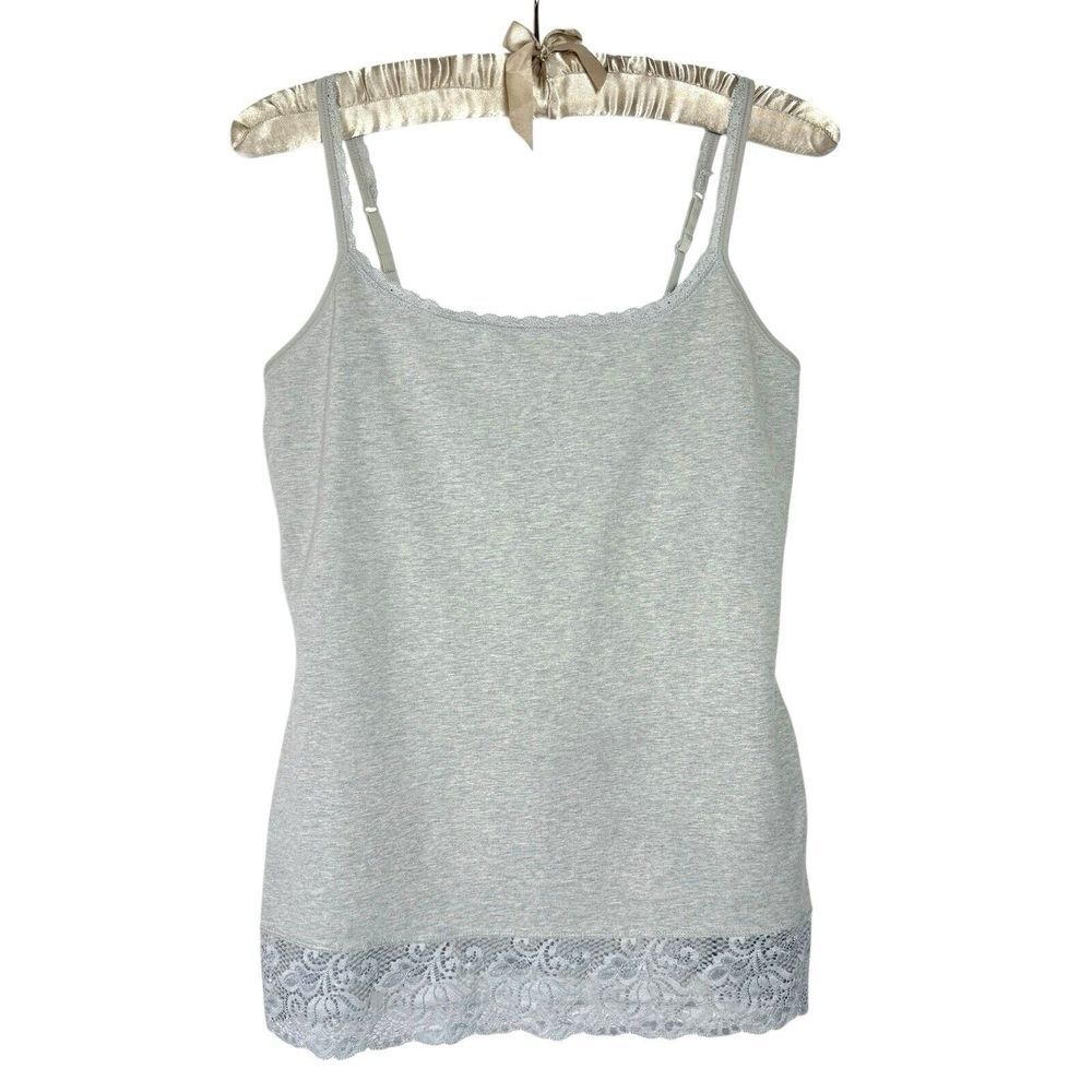 Y2K Express Lace Cami L Fairy Dainty Coquette‎ Top Built In Bra Stretch Shirt
